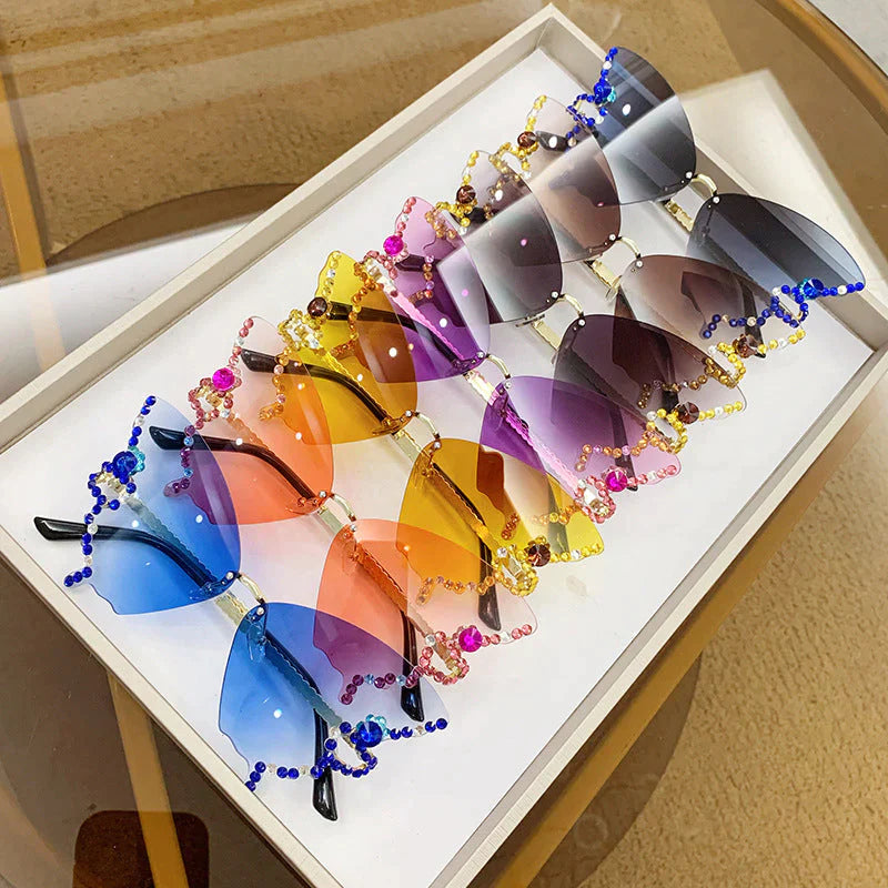 VlinderDiamant™ - Stijlvolle vlinder zonnebril met diamantjes