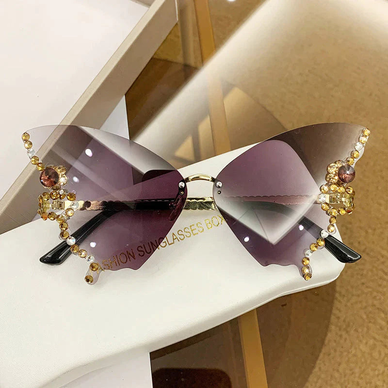 VlinderDiamant™ - Stijlvolle vlinder zonnebril met diamantjes