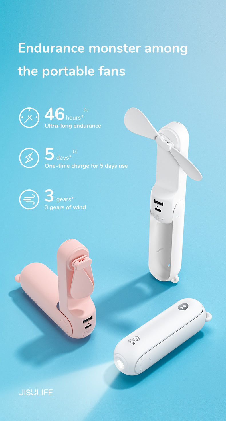 Glampy-Fan™ | Draagbare Mini Ventilator + Powerbank + Zaklamp in 1 GADGET
