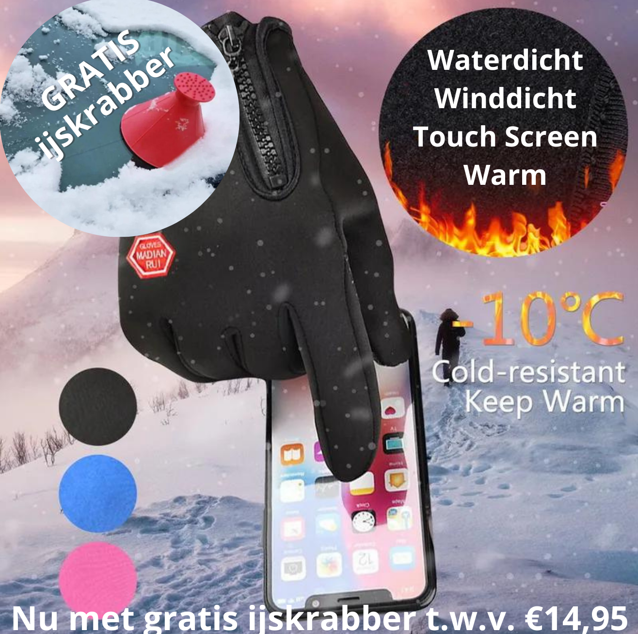 Thermo Handschoenen™ | Winddicht, waterdicht en geschikt voor touch screen