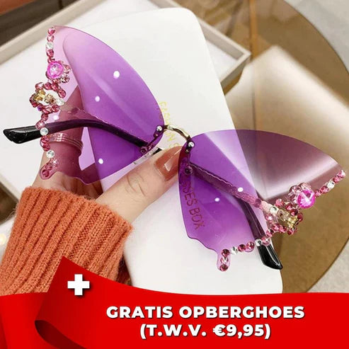 VlinderDiamant™ - Stijlvolle vlinder zonnebril met diamantjes