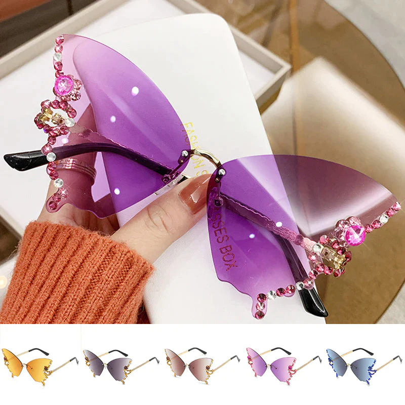 VlinderDiamant™ - Stijlvolle vlinder zonnebril met diamantjes